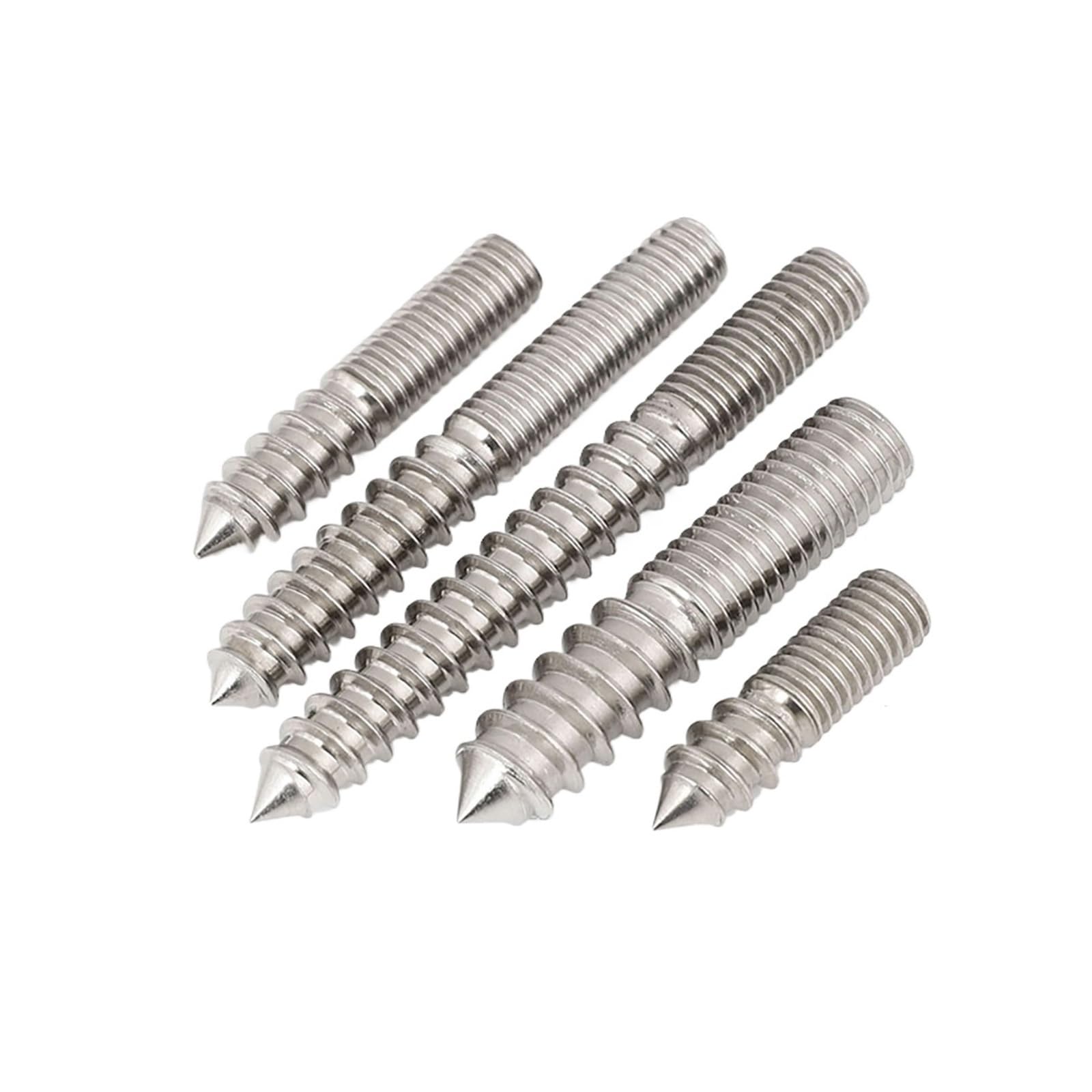 Tornillos de madera a madera con terminación de doble cabeza, tornillos de rosca hexagonales sin cabeza de acero inoxidable 304/tornillos de fijación de doble cabeza M4 M5 M6 M8 M10 M12(Size:2pcs M10x