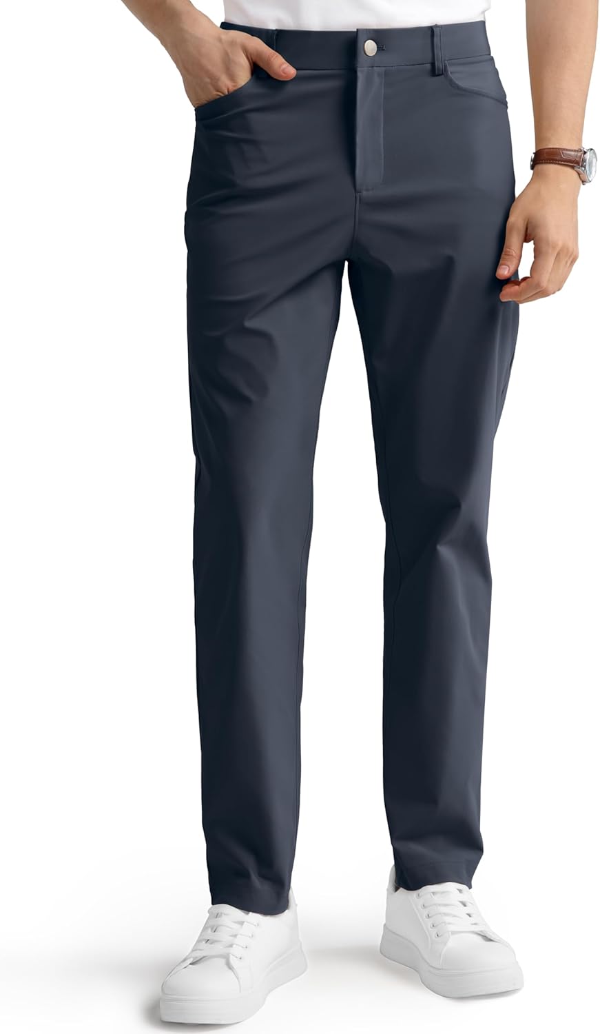 HISDERN Flex 503 Men's Slim Fit 5-Pockets Golf Pants 30"/32"/34" Stretch Quick Dry for Business Casual