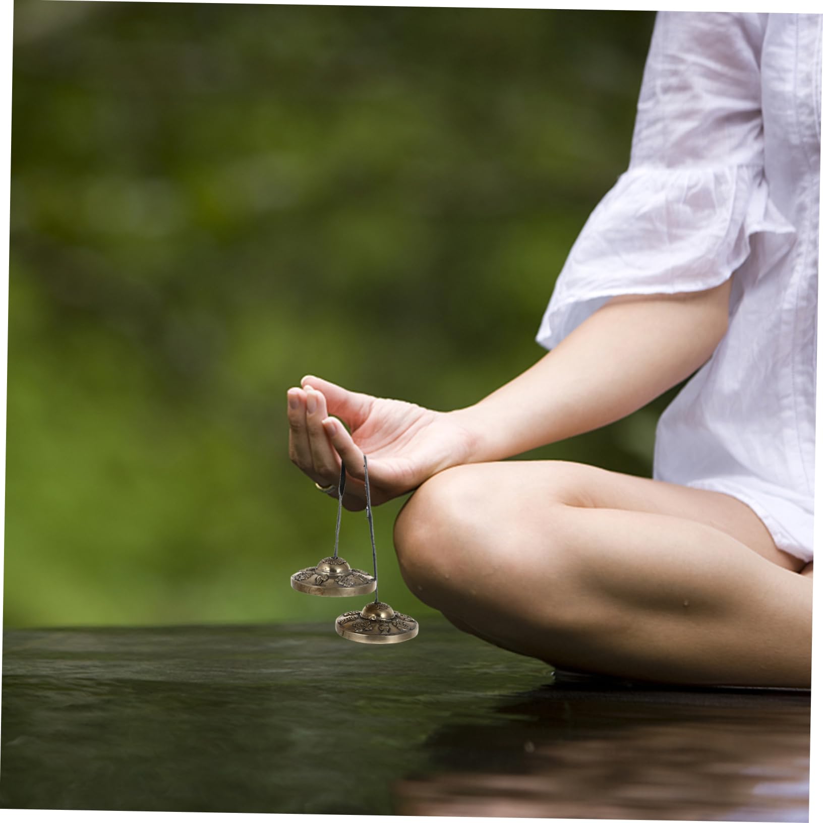 ibasenice Tibetische Zimbelle aus Reinem Kupfer Becken zum Handeln mit Glockenspiel Religiöses Schlaginstrument für Meditation und Yoga Handgefertigt