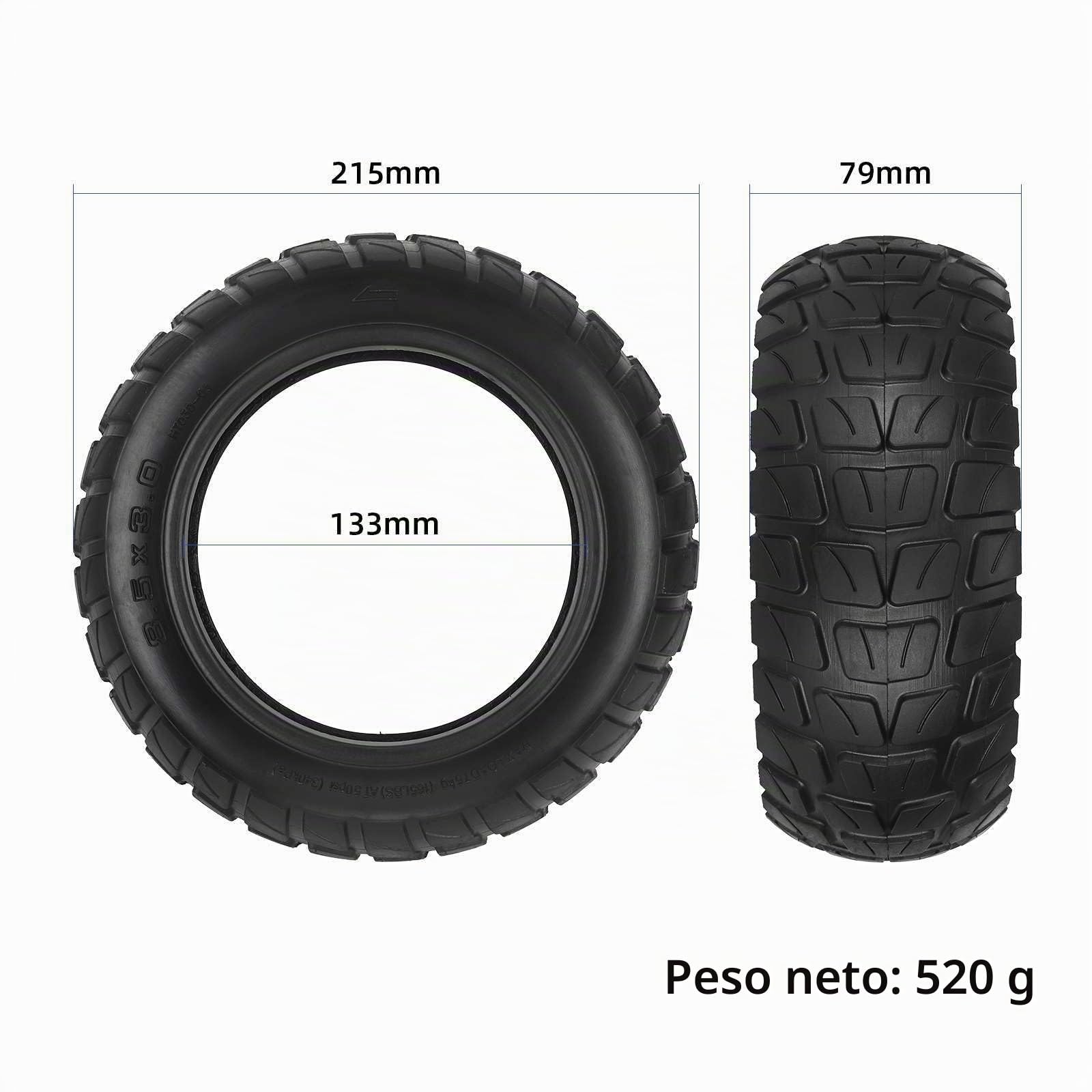 ANSENI Ruedas Tubeless y Camara de Aire 8.5x3 Pulgadas 8 1/2x2(50-134) | Compatibles con Patinete Kukirin G2 Pro,Zero 9/inokim Light 2,Neumático Offroad Todoterreno (1 Cubierta y 1 Camara de aire)