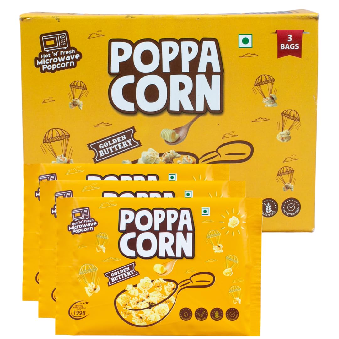 POPPACORN Ready to Pop, Delicious and crunchy Microwave Popcorn, 100gX3 Pouches, Popcorn 300gm Pack of 3 (300g, Golden Buttery) (B0D9VYDJDT) Amazon Price History, Amazon Price Tracker