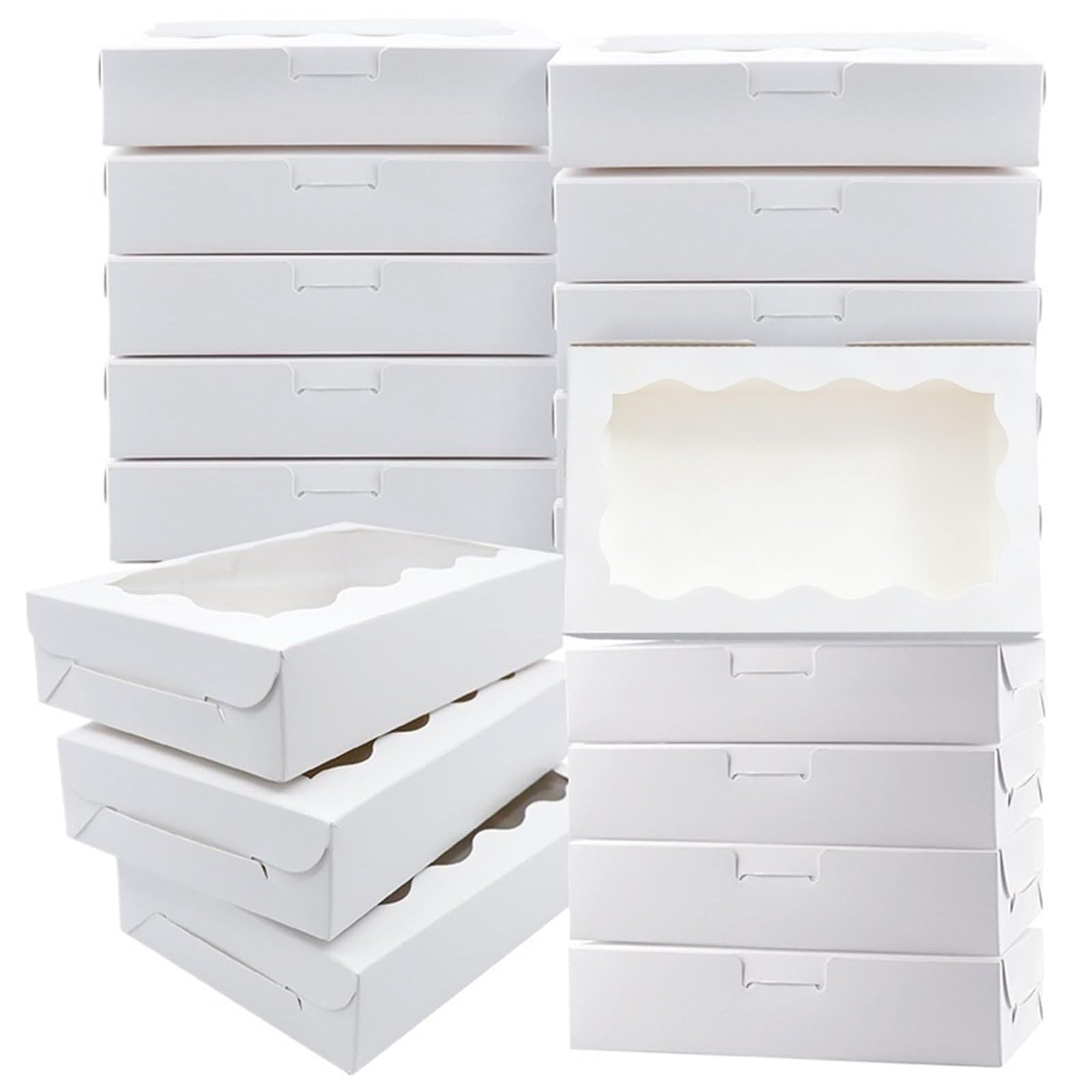 XPJYUA Bakery Boxes with Clear Window 20pcs Box With Transparent Window, Suitable For Dessert, Cake, Candy(White)