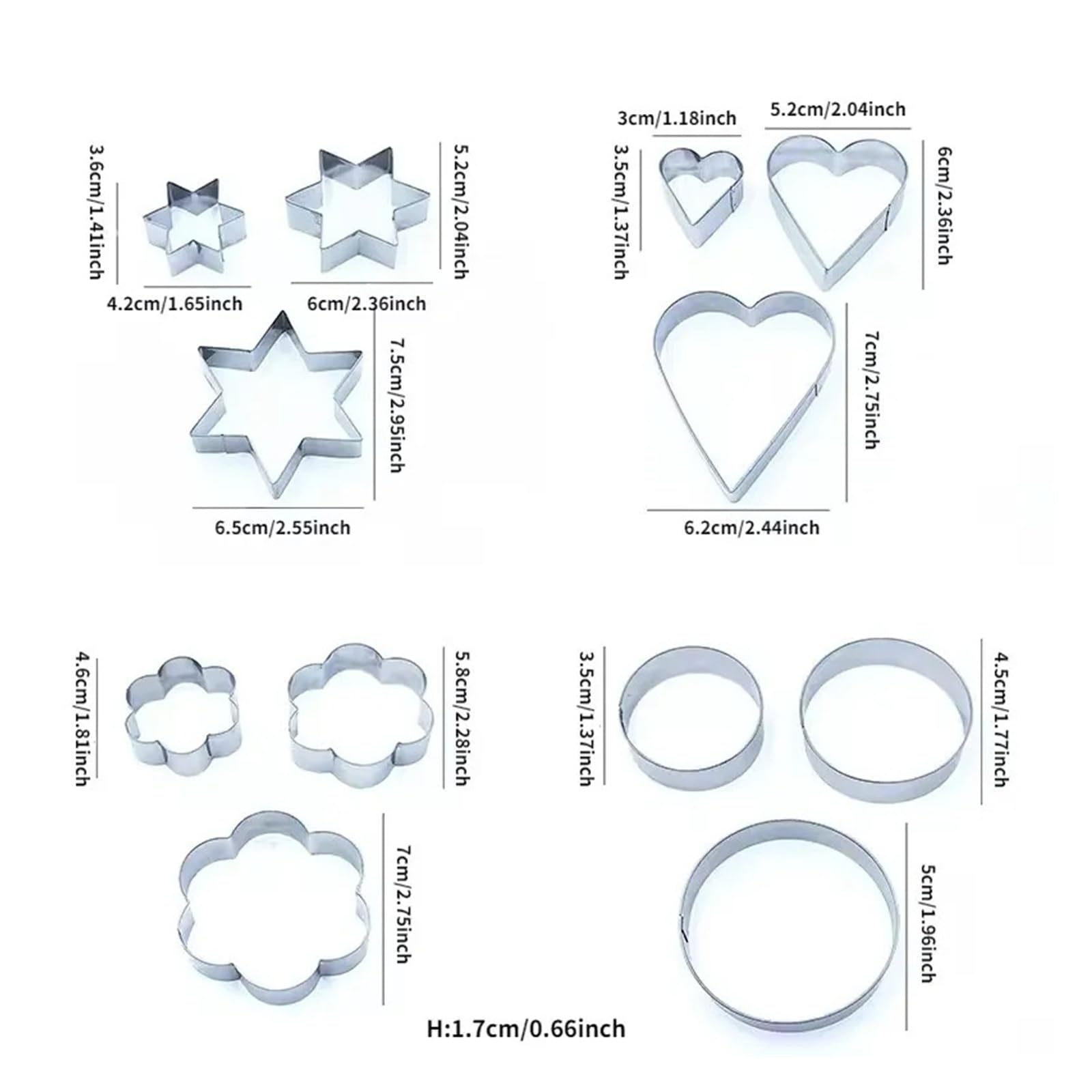 3 Größe Edelstahl Herz Blumen Form Kekse Ausstecher Fondant Kuchen Werkzeuge Form Küche Keks Sandwich Formen Backenwerkzeuge(3Pcs Heart)