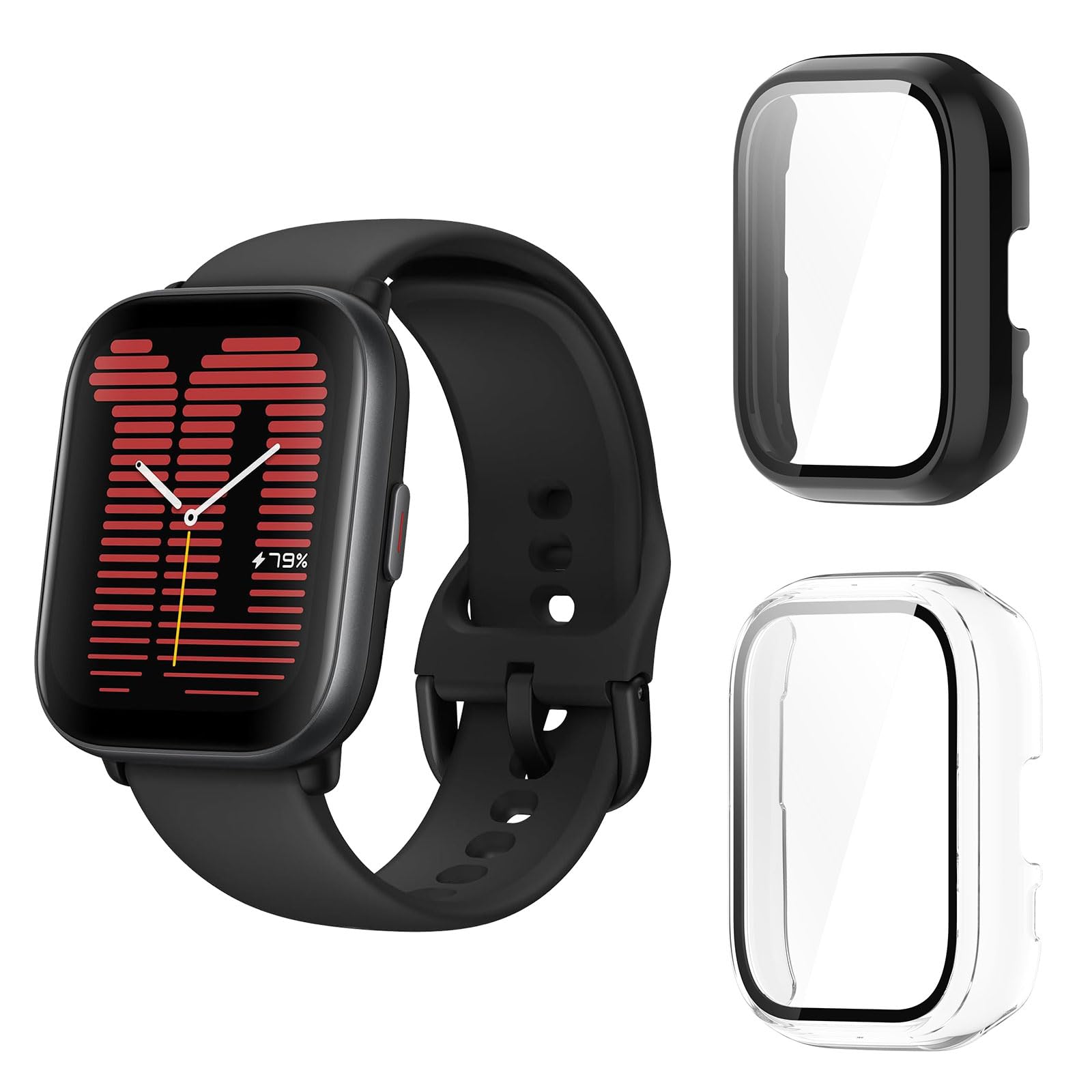 Custodia Protettiva Per Amazfit GTR 3 Pro/GTR 3 - Con Vetro Temperato 9H, Anti-Graffio, Trasparente E Nero - Foto 9