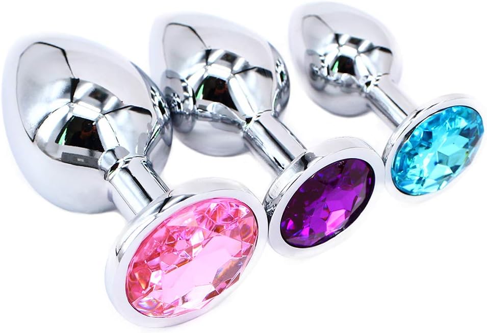 Steel Jeweled Butt Anal Plug Large Medium Small Training Sets