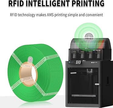 PLA Basic Refill Filament 1.75mm High-Speed, Easy to Print, Eco Friendly with RFID for Bambu Lab X1, X1C, P1S, P1P,A1, A1 MINI AMS 1KG (2.2lbs) Exclude Spool +/- 0.03mm (Jade White 10100)
