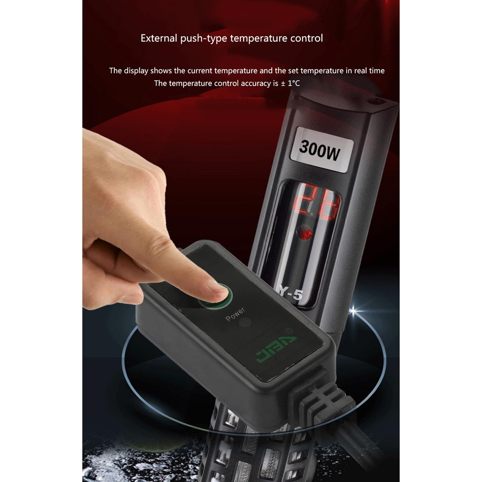Asta riscaldante per Acquario per Acquario Riscaldatore Automatico antideflagrante a Temperatura costante con indicatore di Funzionamento, 50 W (300 W)