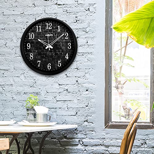 Image of Wakefit Wall Clock | 1 Year Warranty | Wall Clock for Home, Living Room /Bedroom, Ash Bricks Analog Clock (30.5 X 30.5 X 5.5 cms, Black)
