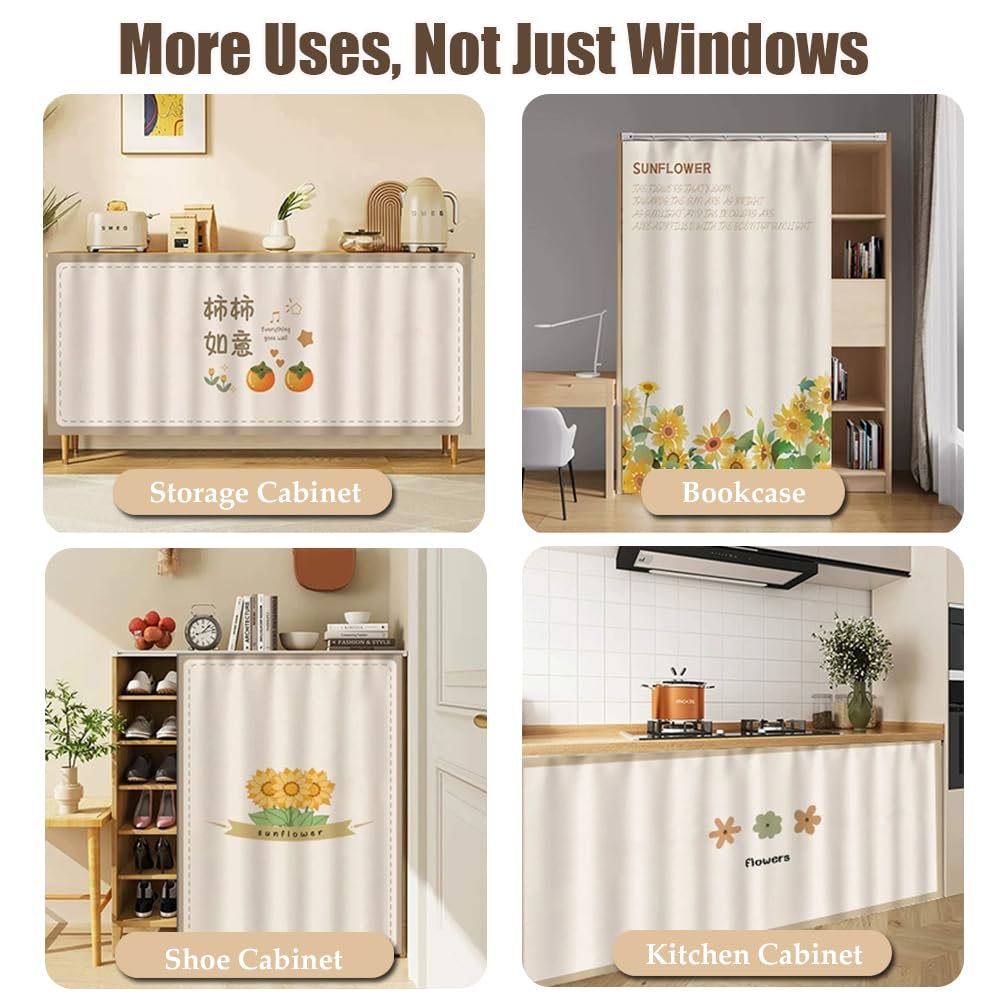 Odot Rideau Cuisine Anti-Poussière Série Pastorale, Rideaux Courts Sans
