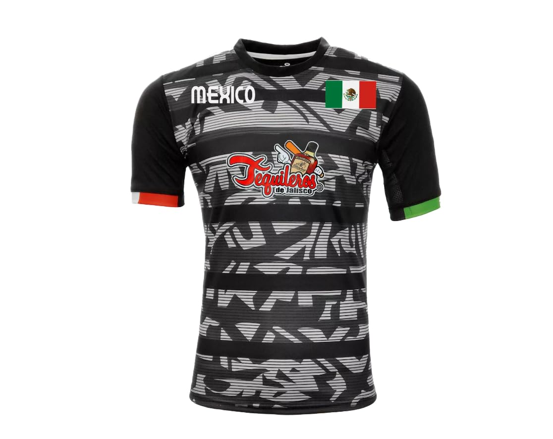 Jersey Mexico Tequileros de Jalisco 100% Polyester BlackGrey_Made in Mexico (Large)
