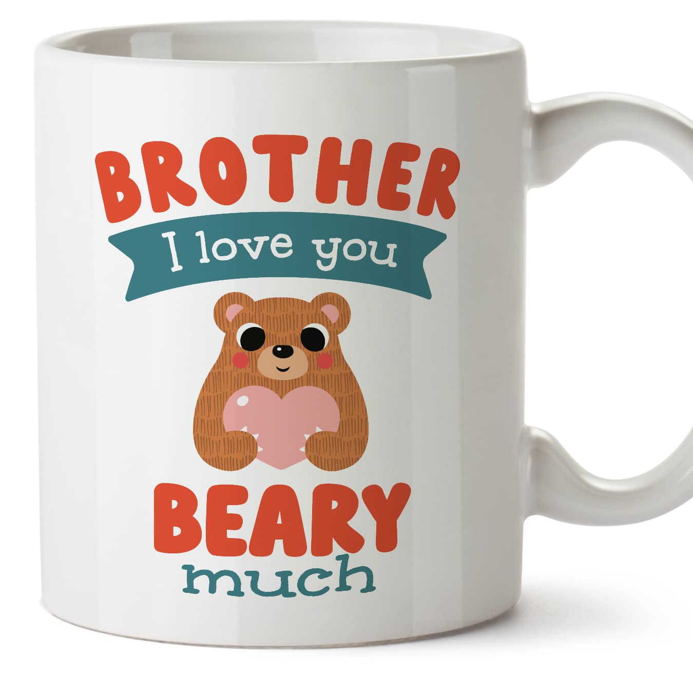 MUGFFINS Brother Mug - in English - Love You Beary Much - Funny Gift - Ceramic 11oz Mug