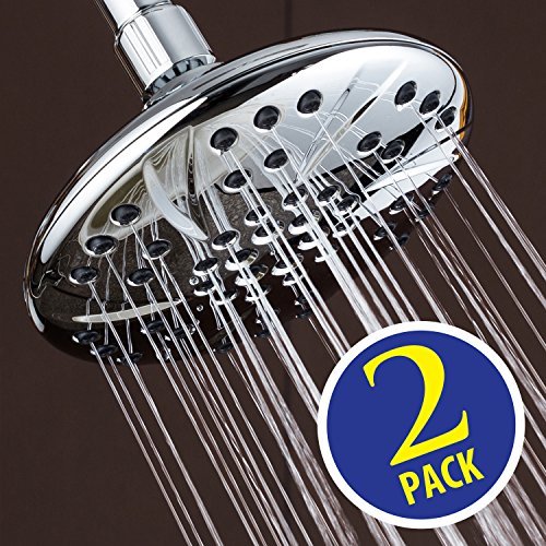 2-Pack of 6 inch Rain Shower Heads by AquaDance • High Pressure • Premium Chrome Finish • Angle Adjustable • Easy To Clean • Independently d to Meet Strict US Quality & Performance Standards
