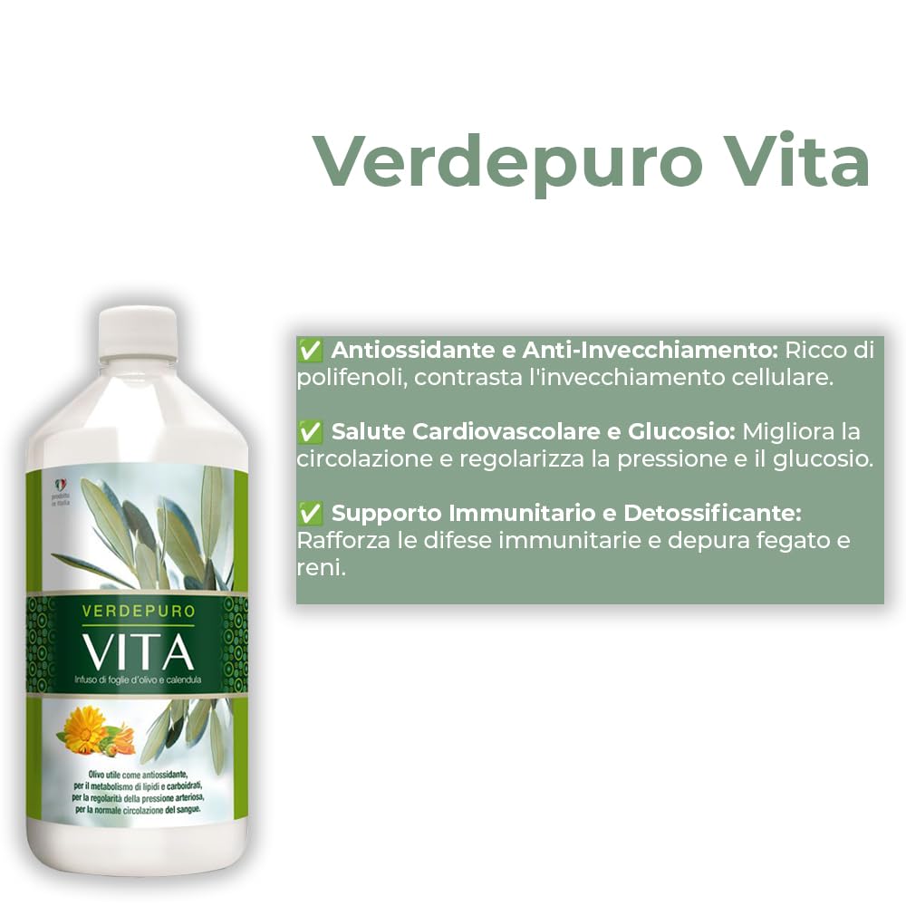 MyVitaly® Verdepuro Vita - Olivenblattextrakt flüssig Extra stärke - 20% Oleuropein Hochdosiert - Immunostabilisator Nahrungsergänzungsmittel 1 x 1000 ml