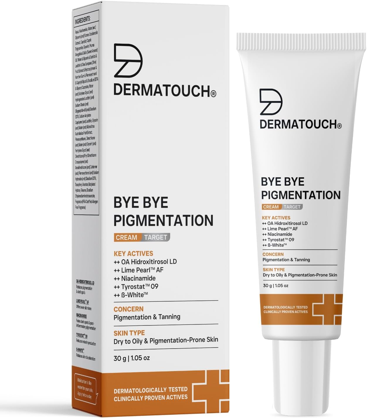 Bye Bye Pigmentation Cream | Anti Pigmentation Cream | For Women/Men with Niacinamide, B-White, Lime Pearl, OA Hidroxitirosol LD & Tyrostat | 30G
