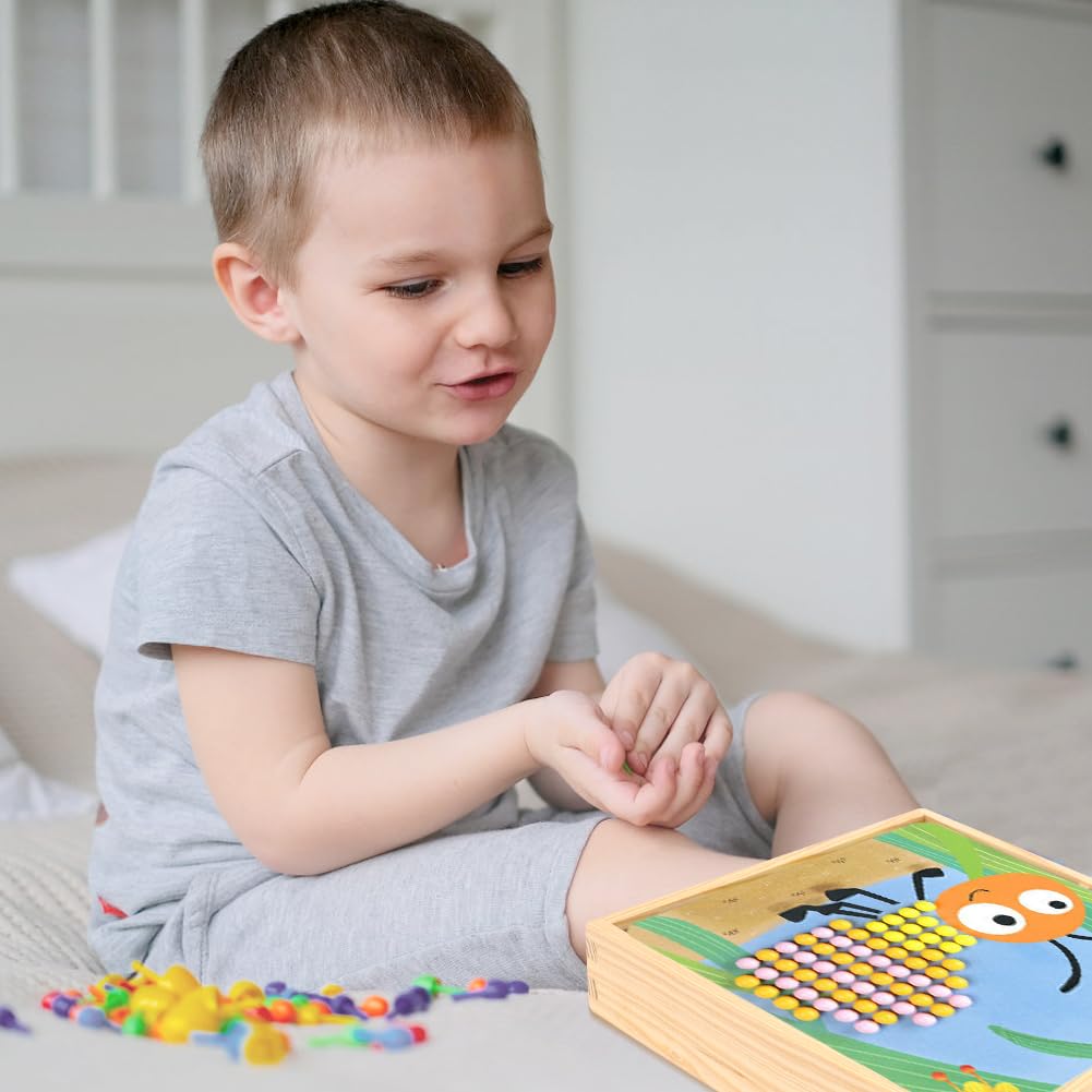 QXNDXQ Jeu De Mosaïque 240 Perles + 10 Planches – Jouet éducatif De Motricité Fine – Dès 2 Ans – Thème Ferme – Coffret Rangement