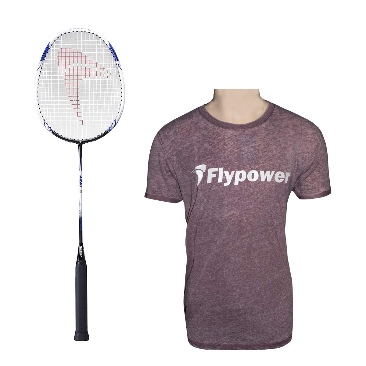 FLYPOWER BADMINTON RACKET AGNI 2 WITH T-SHIRT U.K RANJINI WINE SIZE L-image-43