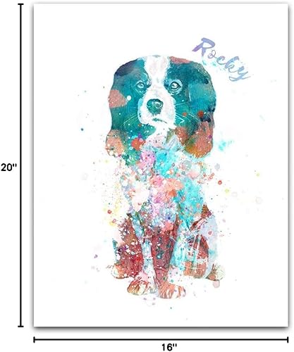 Vista 4 de Regalo personalizado para perros y amantes de los perros. Estilo acuarela. (lienzo enmarcado de 20 x 25 pulgadas, Golden Retriever)