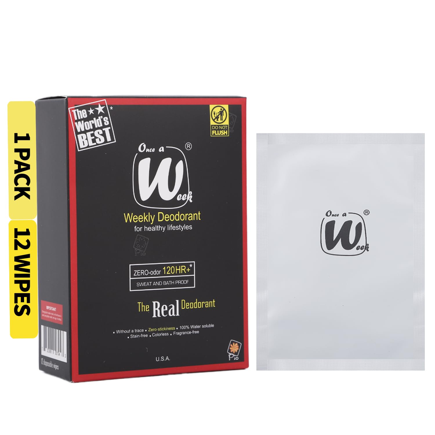 Once a Week Deodorant Wipes: The Real Deodorant Zore-odor 120hours+/Be Week-long Confident Only 1 Wipe/ 12 Wipes for 3 Months of Use (1 Pack)
