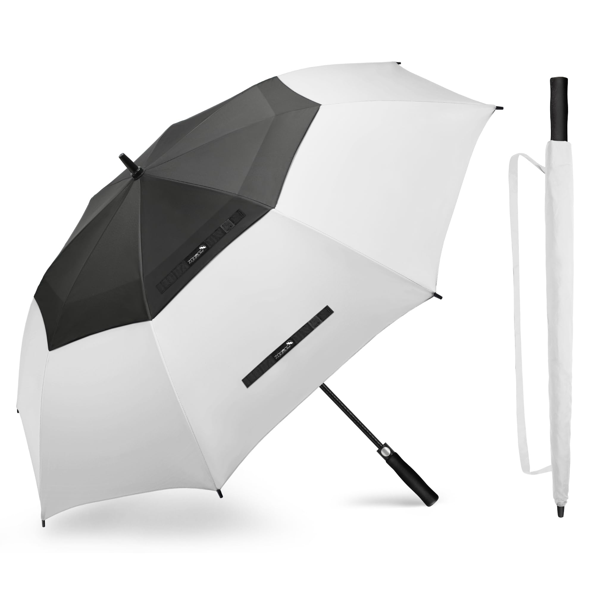 ZOMAKE Golf Umbrella Windproof and Rainproof Large 62in (Black/White B)