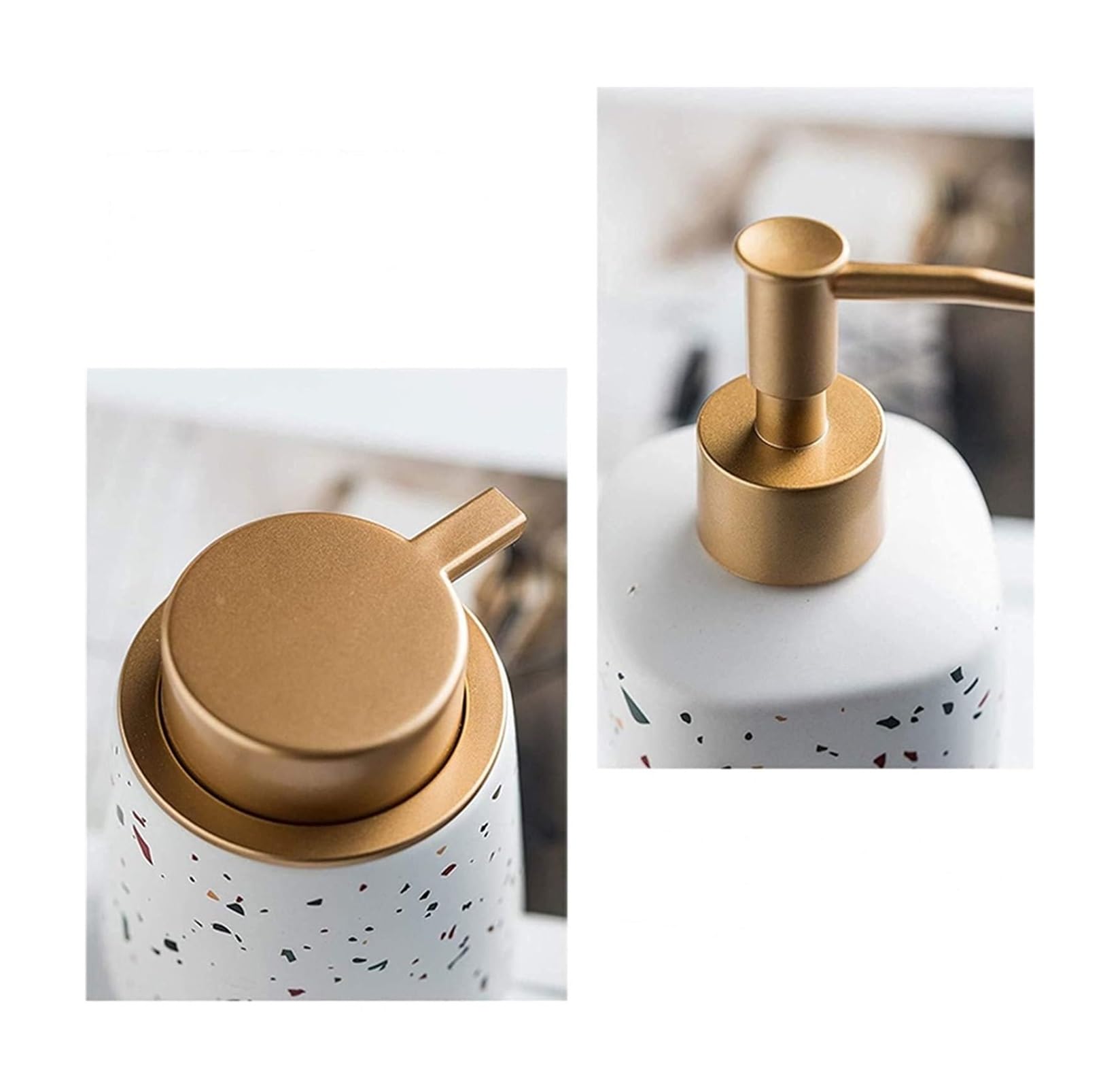 Distributori di Sapone da banco Distributore di Sapone Liquido in Ceramica con Pompa placcata in Oro per Bagno, Accessori per Il Bagno, Bottiglie da Cucina(