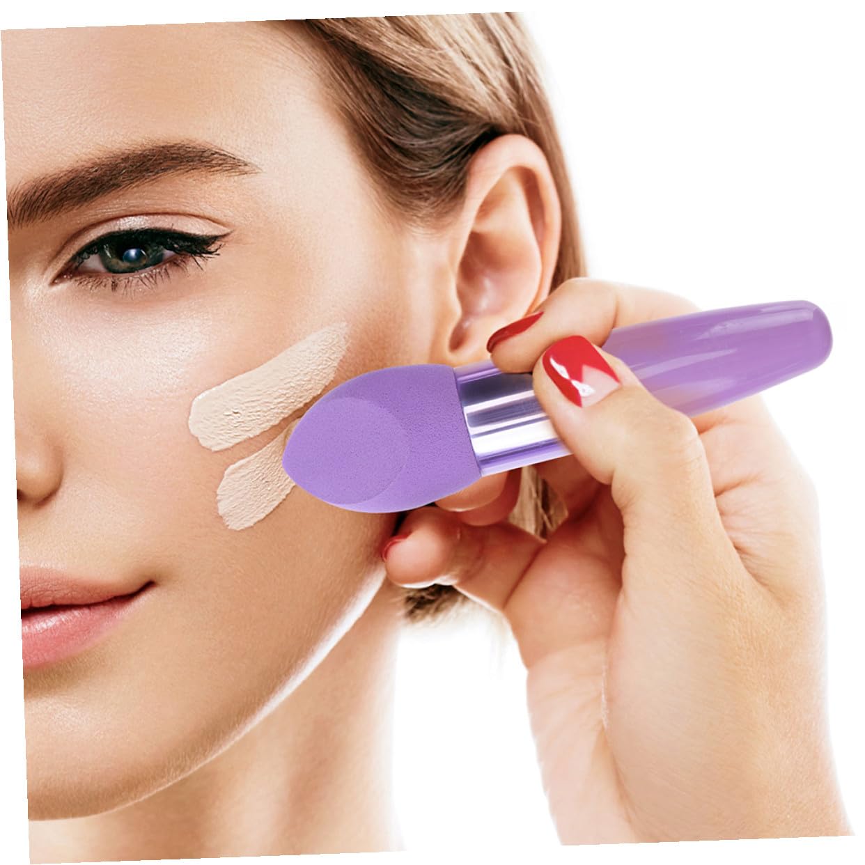 Set di Pennelli Beauty a Forma di Penna 6 Pezzi in Lattice | Nero e Porpora, Uso Quotidiano Semplice e Pratico, Formato Portatile e Delicato