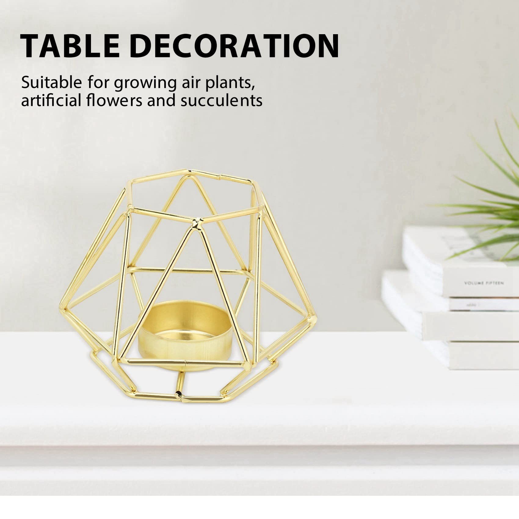 8 x goldene geometrische Teelichthalter Metall für Wohnzimmer und Badezimmer