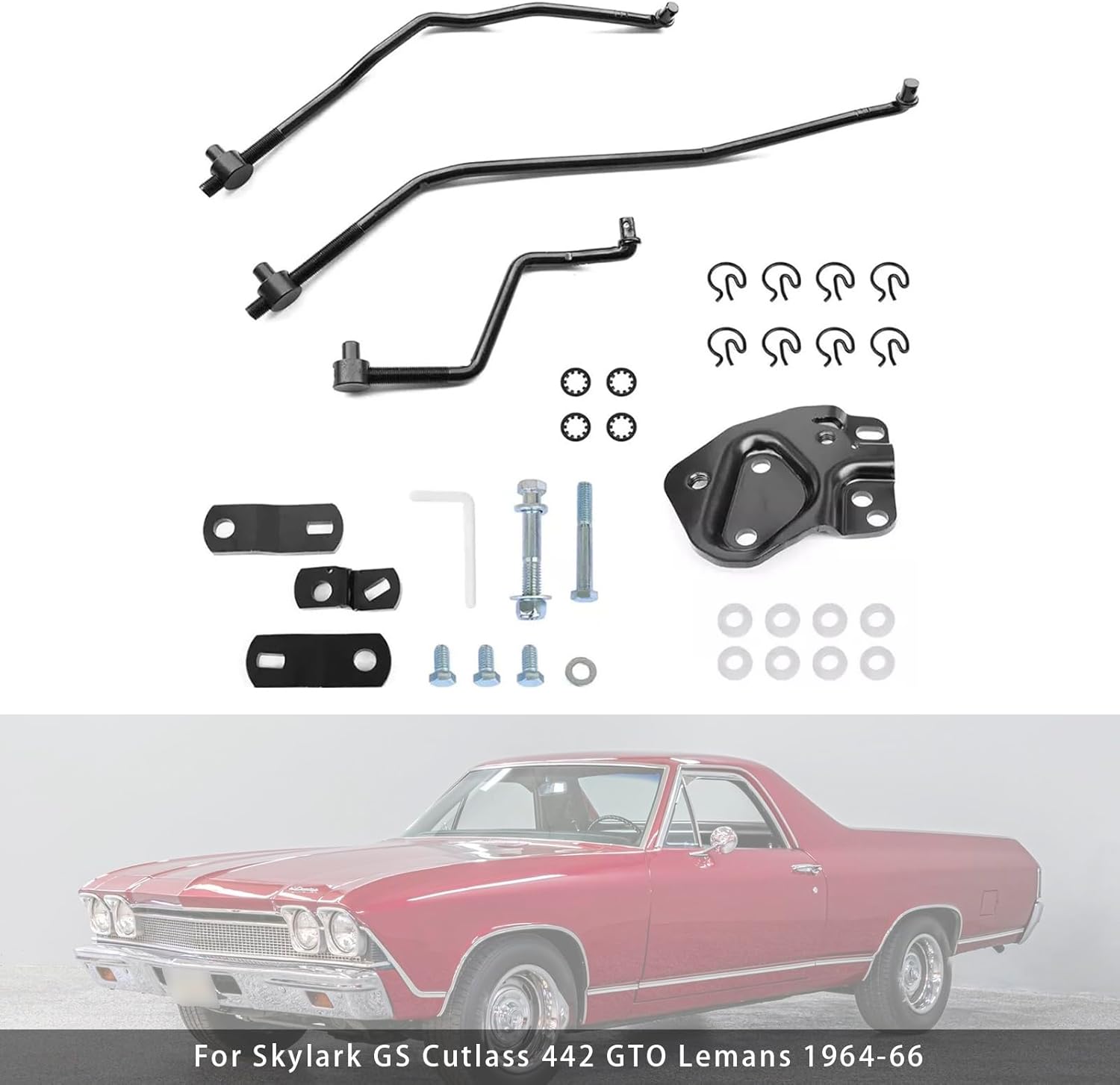 Bruce & Shark 4 Speed Shifter Linkage Kit 3733163 for Hurst Shifters With Muncie Transmission, Fits Chevelle El Camino 1964-1967, Skylark 1965, GTO & Lemans 1964-1966