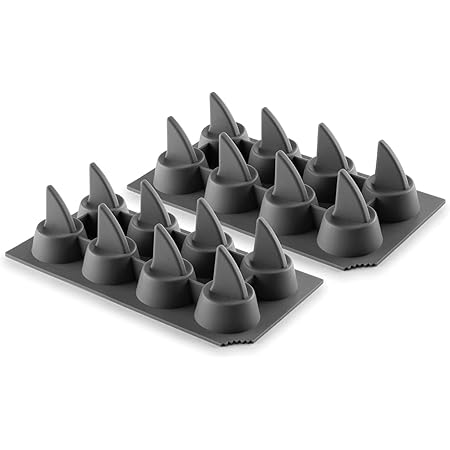 HIC Harold Import Co. Kitchen Shark Fin Ice Cube Tray and Mold, Gray, 2 Trays