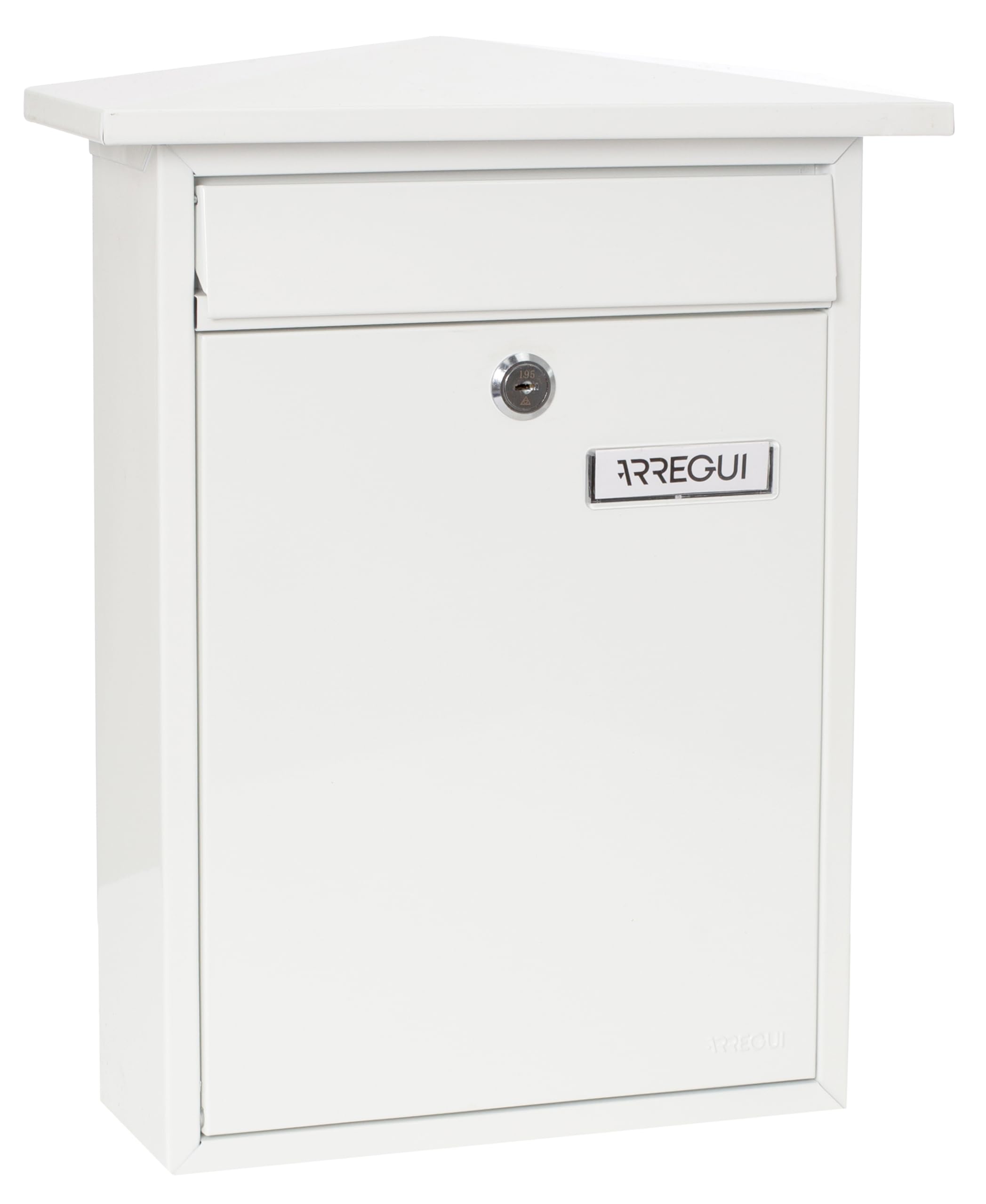 ARREGUI Home E5711 Boîte aux Lettres Individuelle en Acier, Taille M (Courrier Format A4, Magazine), Boîte aux Lettres Murale au Fond Étroit, Anti-Pluie, Facile à Installer, Blanc
