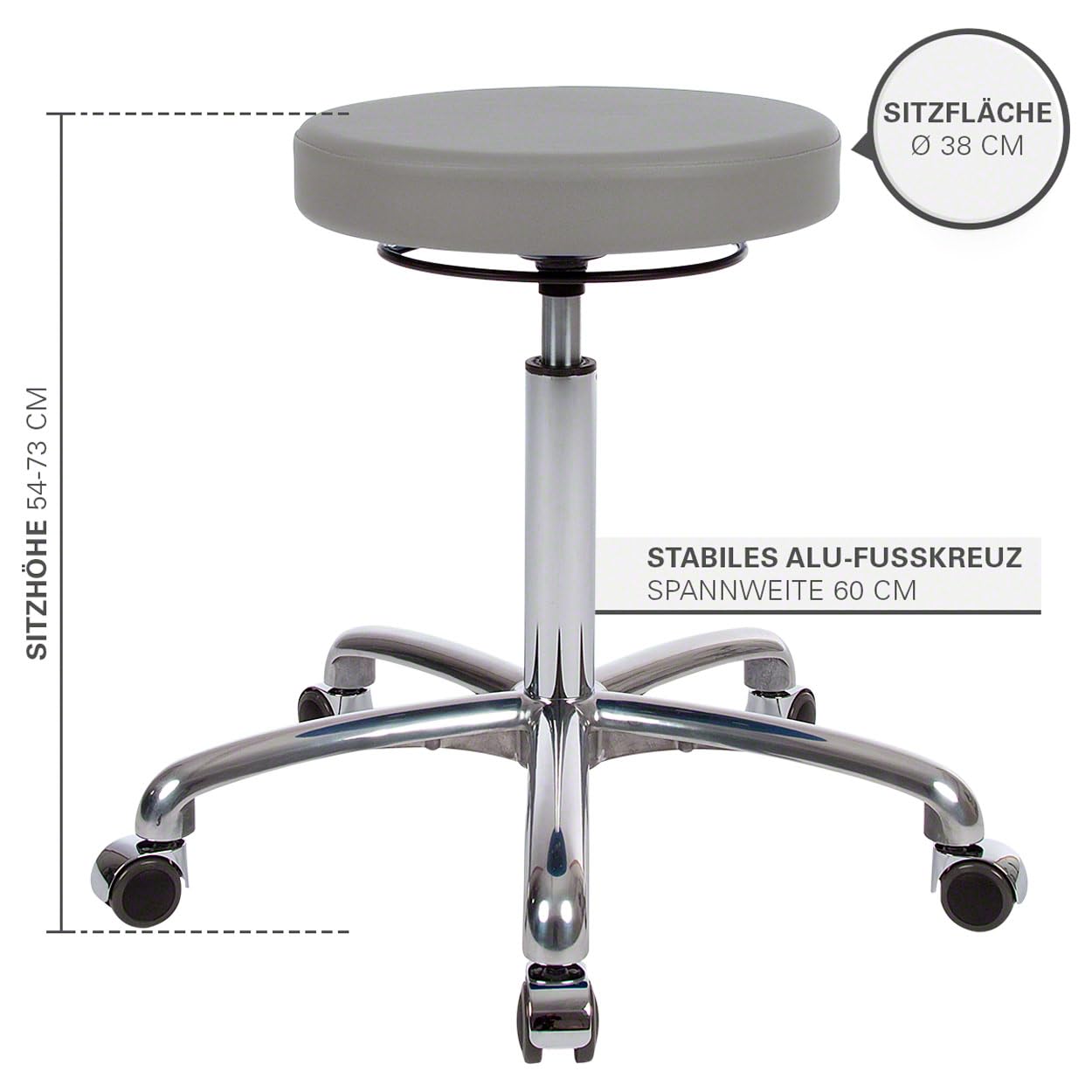 Sport-Tec Drehhocker Exklusiv mit Komfort-Polster und Rollen, Rollhocker Arbeitshocker