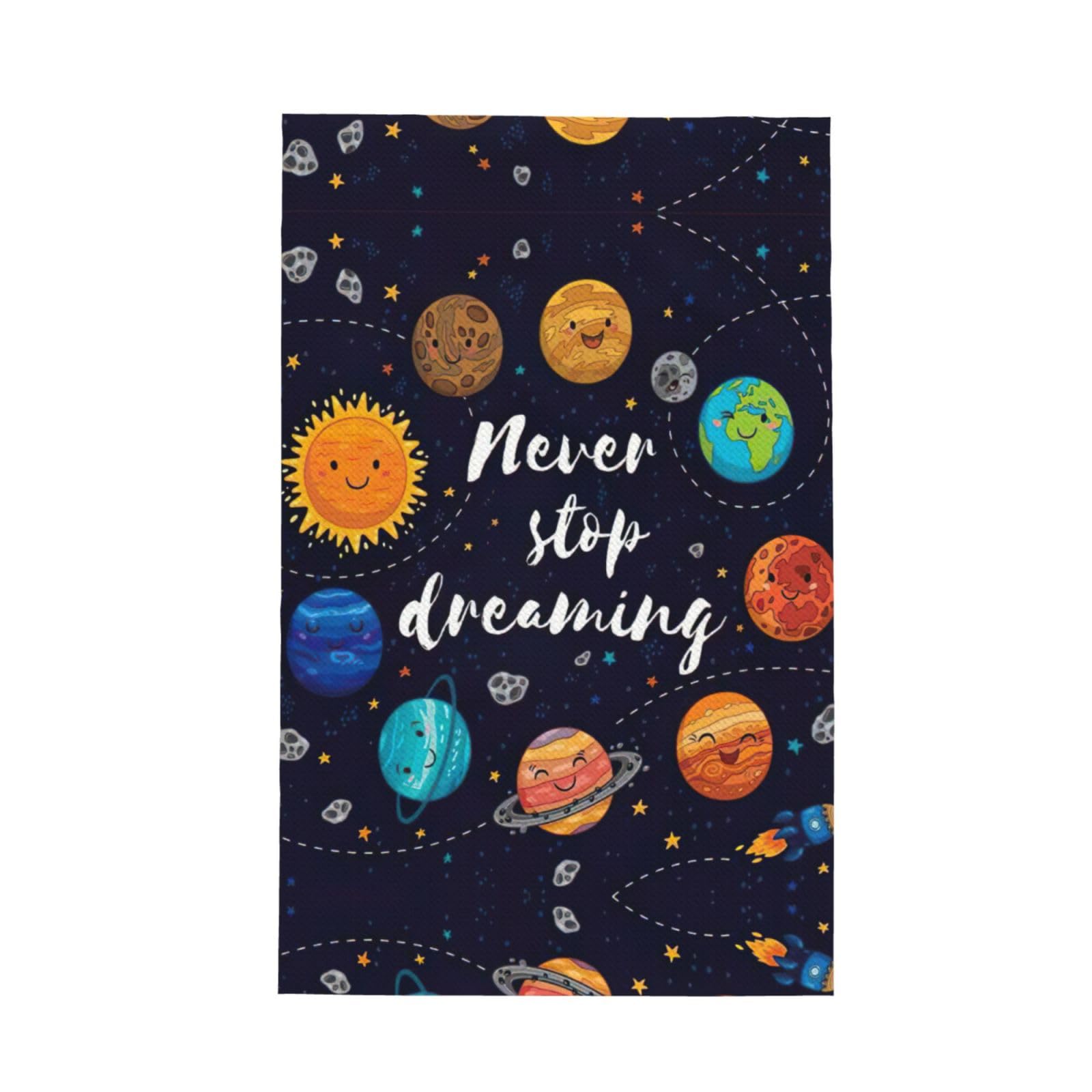 Xxahnbm Black Cute Planet Print Waffle Kitchen Towel,Absorbent Hand Towel