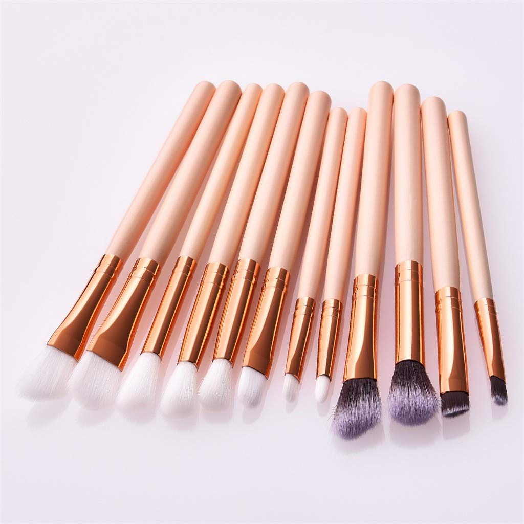 Pennello Ombretto Pennello Trucco Occhio Legno Set Occhio 12 Pezzi Pennello Manico di Alta qualità Pennello Rullo Set Bigodini per Capelli
