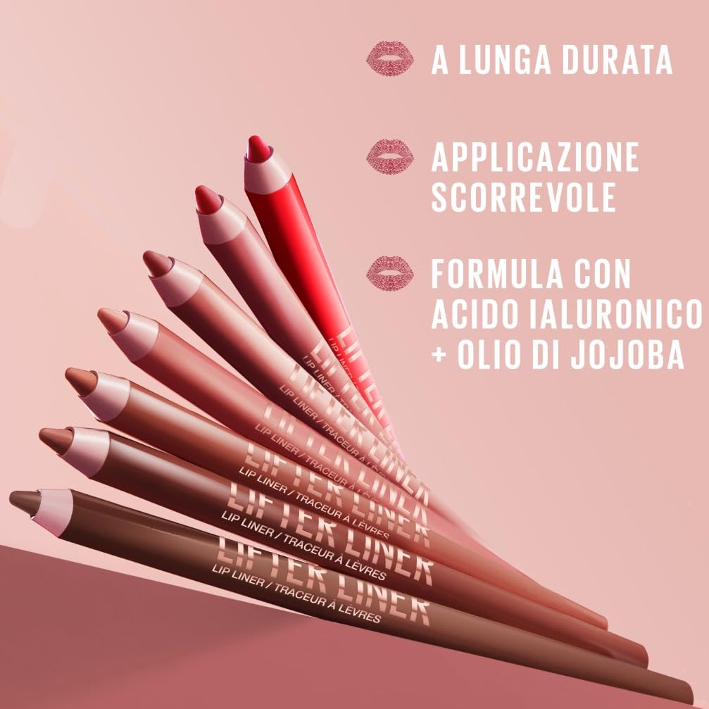 Maybelline New York Matita Labbra, Labbra Rimpolpate, Liftate e con Contorni Definiti, Texture Cremosa e Idratante, Con Acido Ialuronico e Olio di Jojoba, Lifter Liner, Tonalità: 002 Let's Bounce
