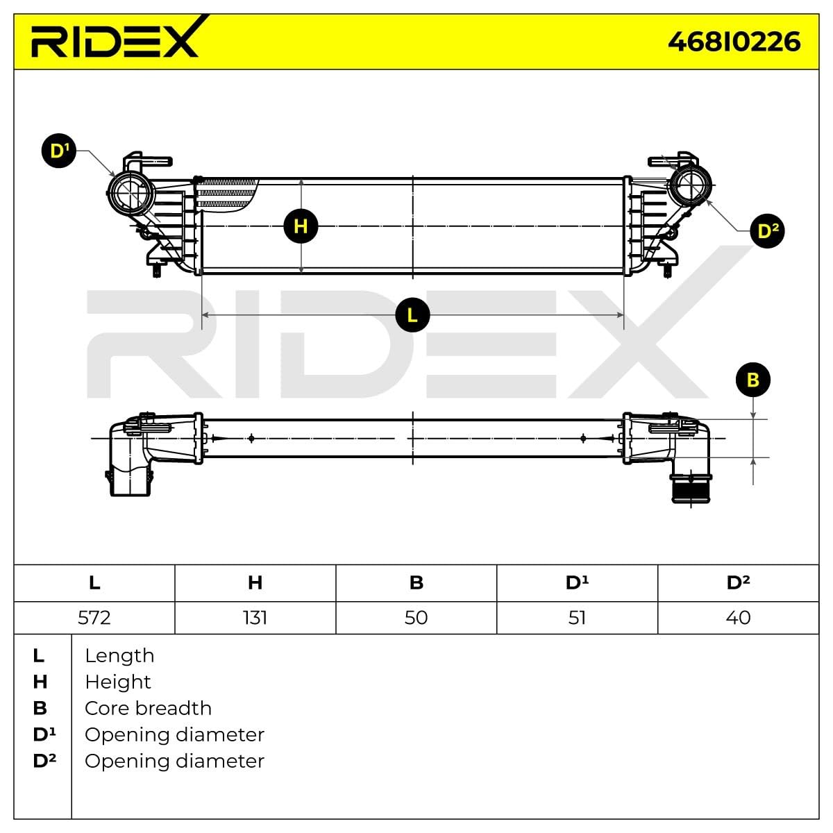 RIDEX 468I0226 Ladeluftkühler/LLK Turbokühler Kompatibel mit FIAT TIPO Kombi 356 4881426 51887954 51964106