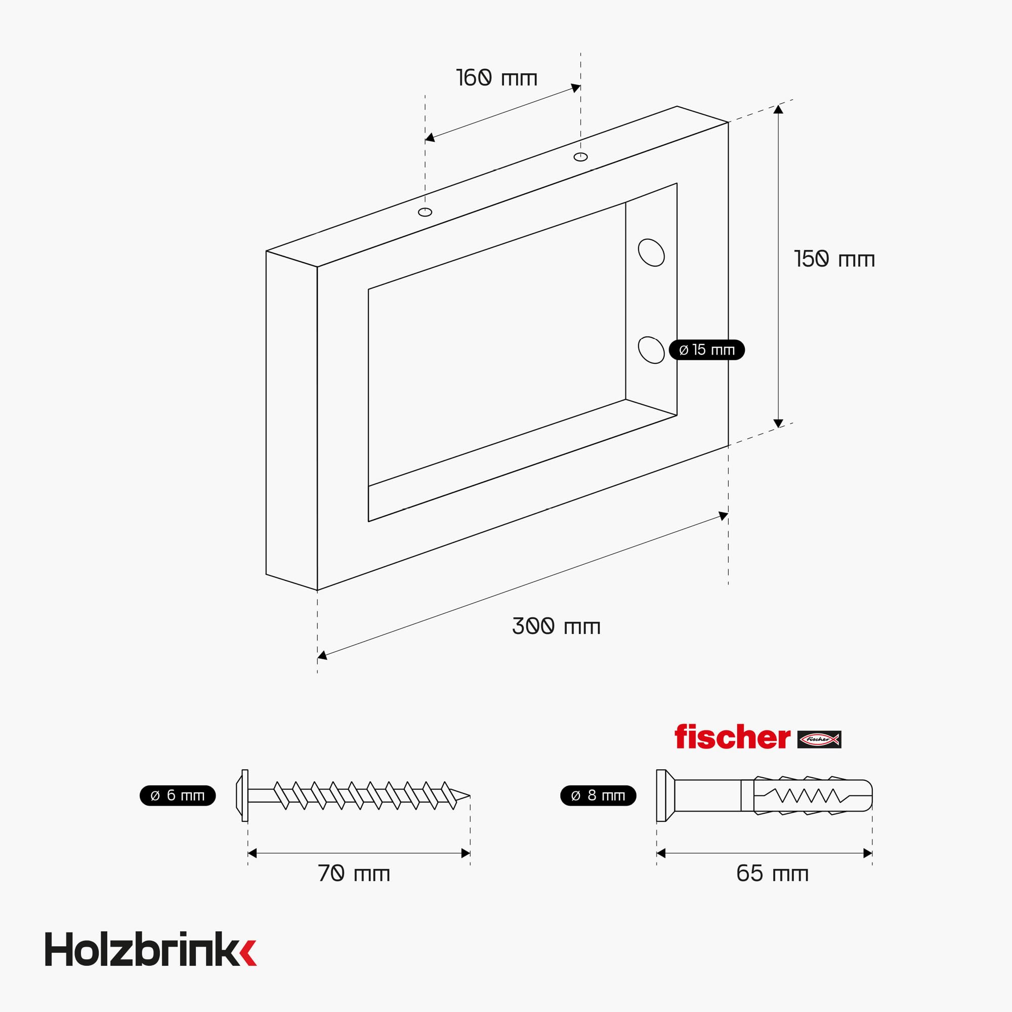 HOLZBRINK Regalhalterung Schwarz Metall 40x15 cm HLA-A (2 St.) | Waschtischhalterung, Wandkonsole für Küchenregal, Schwerlastkonsole für TV-Regal