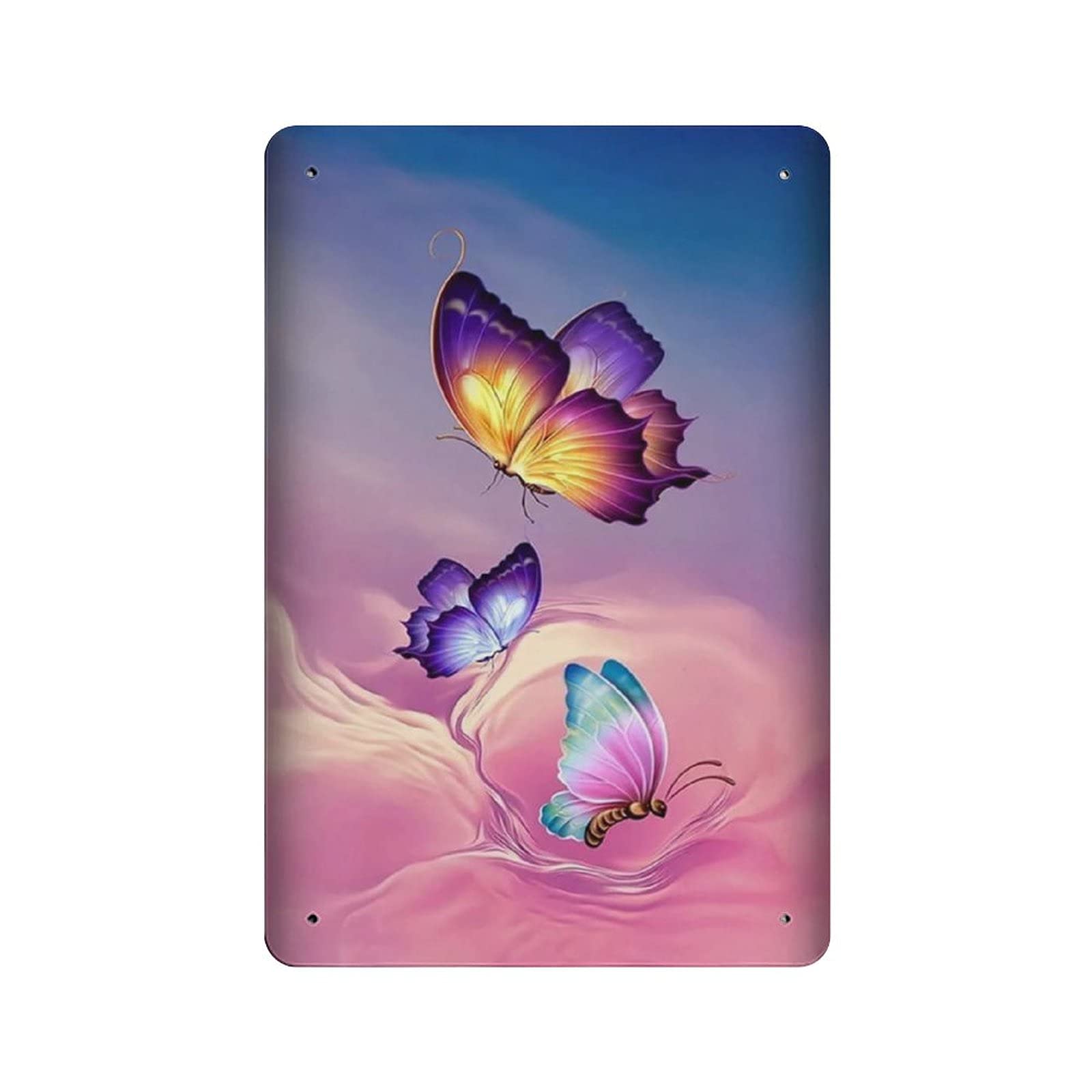 rayprint Animal Butterfly Metal Wall Poster Tin Sign Vintage Dinner Room Restaurant Cafe Shop Decor 12x8in (30x20cm)