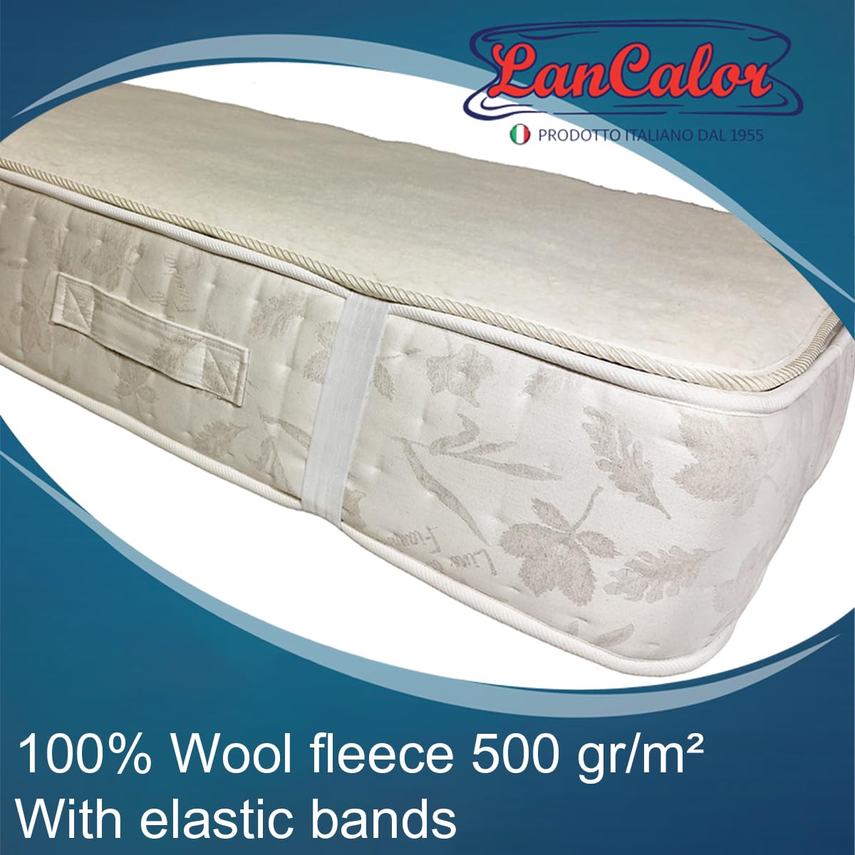 LANCALOR - Scaldanotte Plus, Calientacamas eléctrico Individual 165x80 cm, Vellón 100% Lana, Antipliegue, Lavable, 3 temperaturas, Seguridad Total, Bajo Consumo, Fabricado en Italia