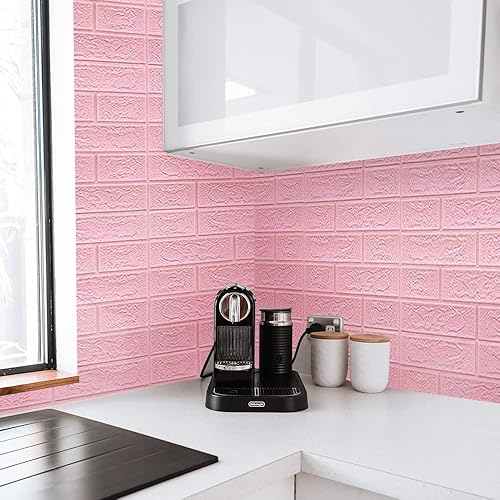 Miniatura 5 de 10 paneles de pared 3D para despegar y pegar, paneles de pared de ladrillo sintético de 13.77 x 14.96 pulgadas, paneles de ladrillo de espuma
