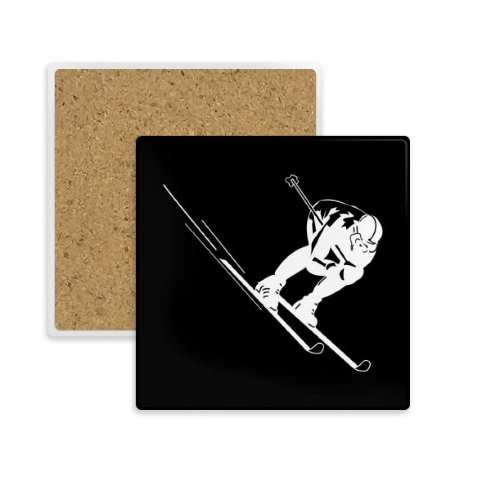 Cadeau de boissons idéal : coaster en pierre motif ski