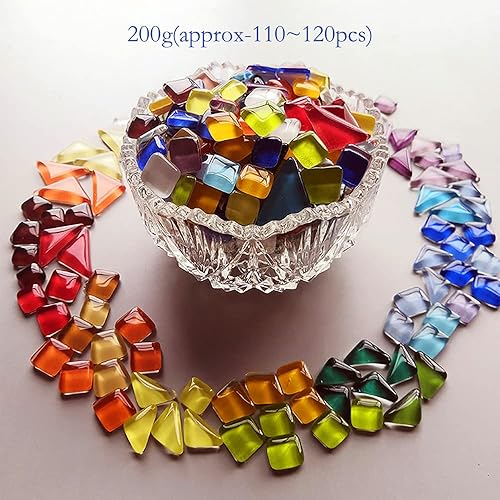Miniatura 2 de Azulejos de mosaico decorativos, azulejos de mosaico de vidrio irregulares surtidos coloridos para manualidades, piezas de vidrio, proyectos de