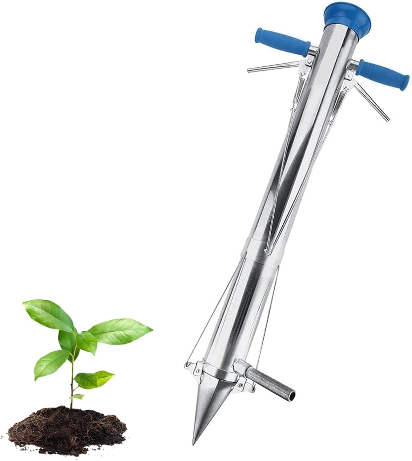 Maceta de mango largo, herramienta de plántulas de verduras, trasplantadora multifuncional de plántulas de verduras con agarre suave y 12 cm de profundidad, conveniente para plantar, para jardín