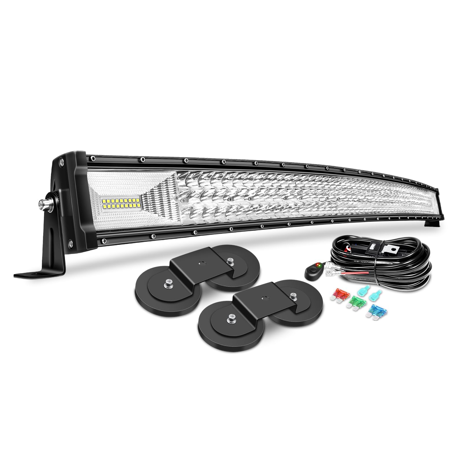 Willpower 107 cm 42'' 540 W zakrzywiona listwa LED + 2 szt. uchwyt magnetyczny + wiązka przewodów 12 V, wodoodporne światła barowe, rampa LED, do 4 x 4 samochodów, ciężarówek, ciągników, quadów, łodzi