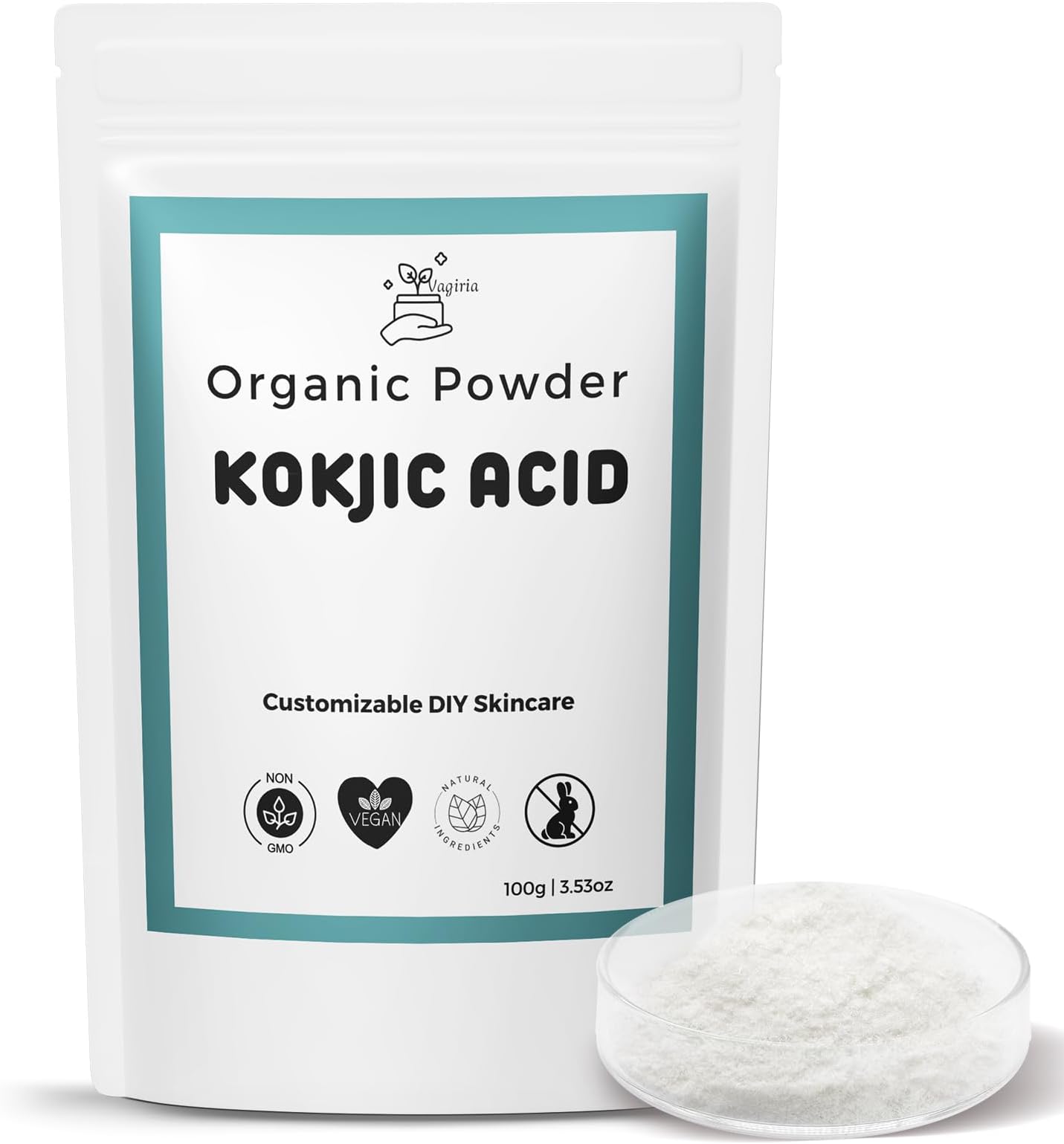 Premium Kojic Acid Powder for Skin-Lightening and DIY Skincare - 99% Purity, Brighten Complexion, Reduce Dark Spots, Even Skin Tone - Natural Preservative - Ideal for Custom Serums, Creams, and Masks