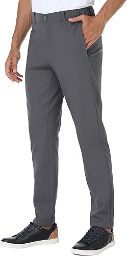 PULI Pantalones de Golf para Hombre Elásticos de Corte Clásico Elegantes Casuales para Trabajo Senderismo Cónicos Impermeables con Bolsillos
