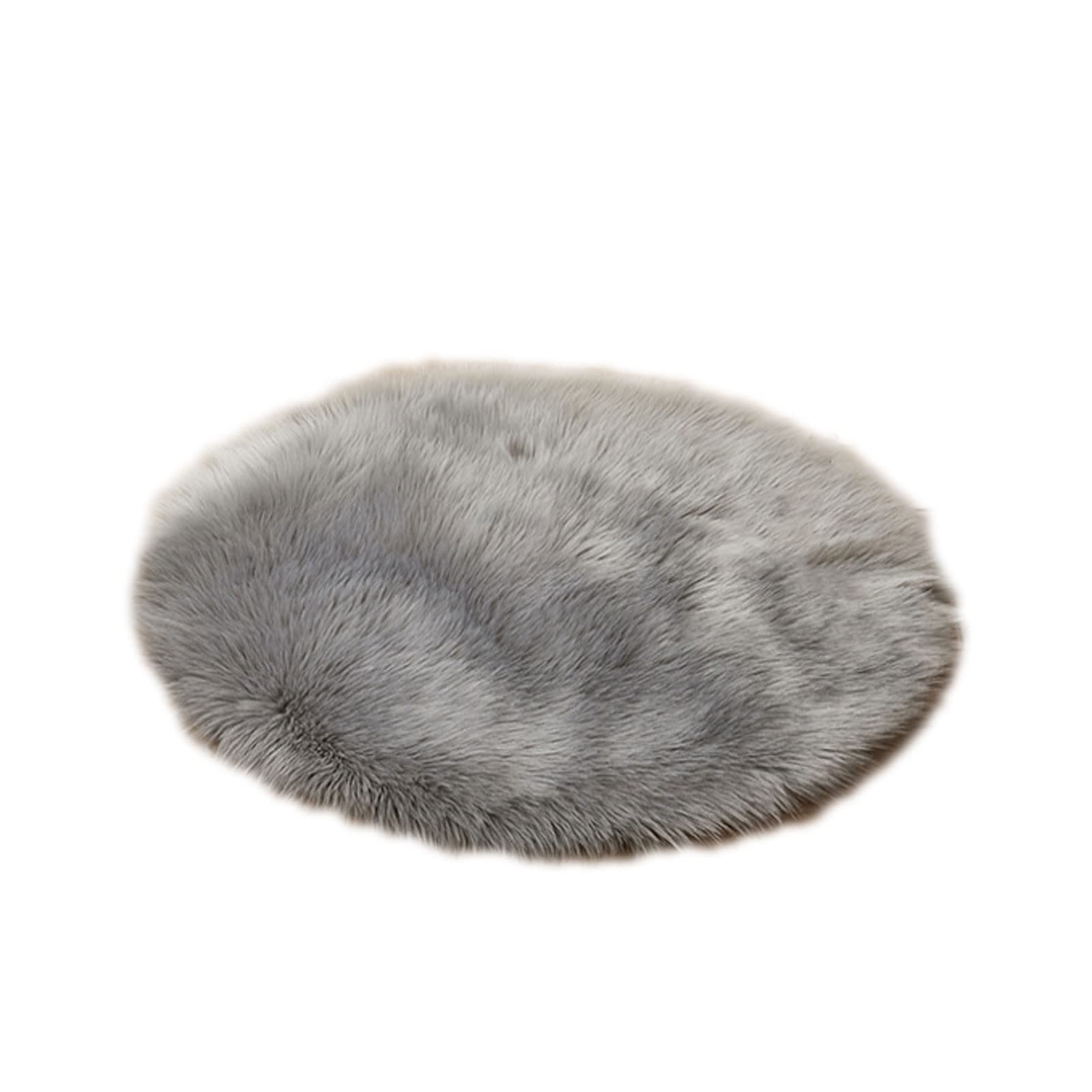 Tapis rond en peau de mouton douce tapis fausse fourrure gris