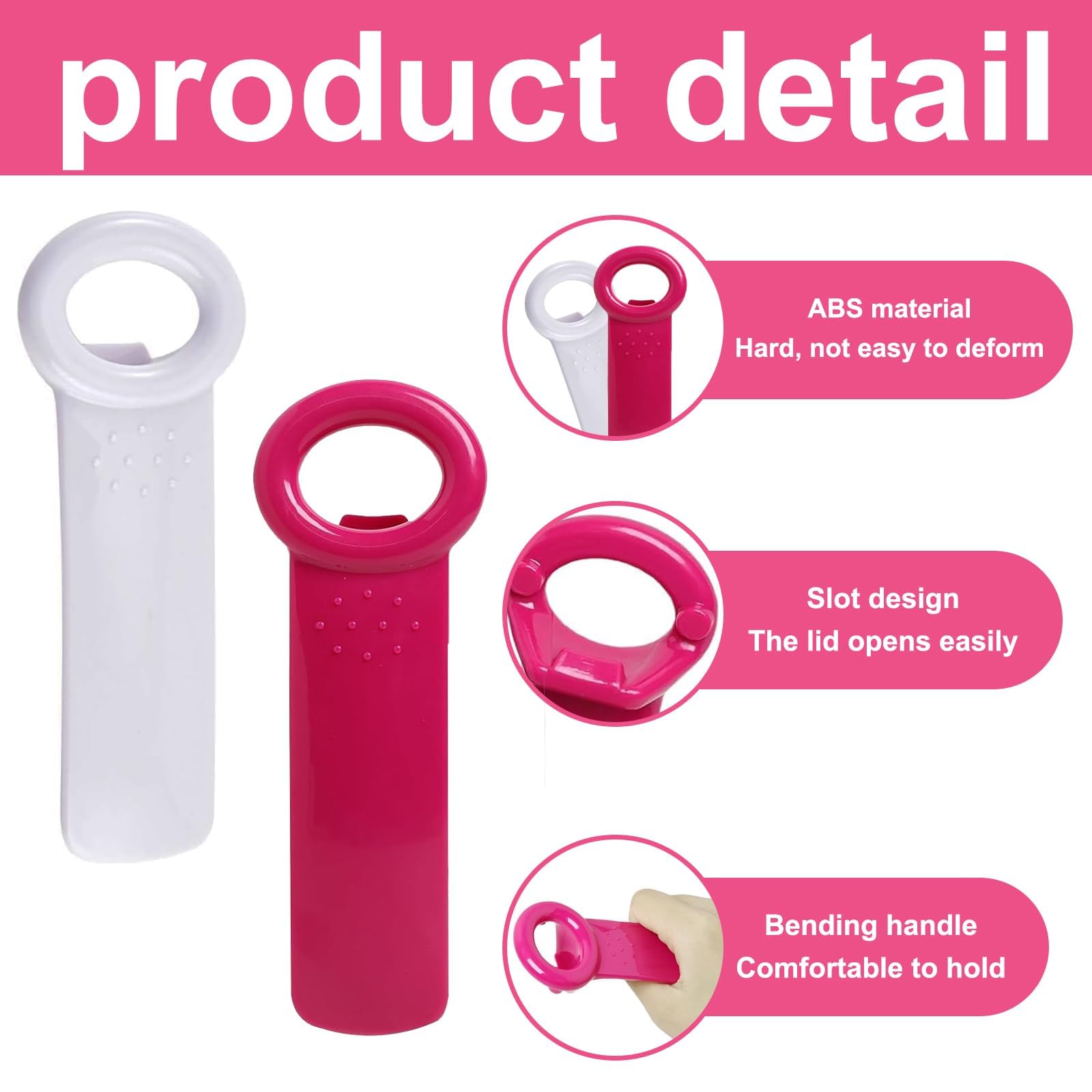 4 Pcs Jar and Bottle Opener Set, Mini Portable Hand Operated Gripper for Elderly Children and Women (Rose Red, White) - Image 3