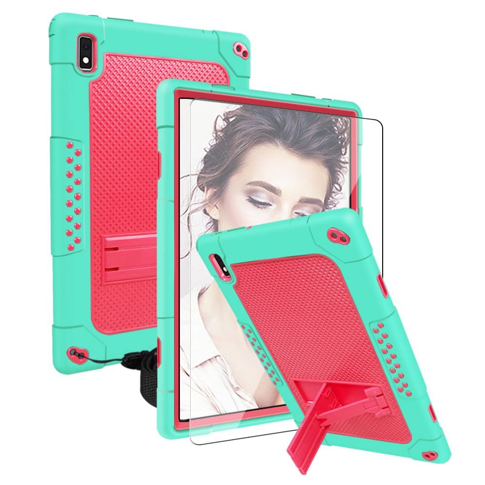 for Vastking KingPad K10 K10 Pro Z10 Case with Screen Protector for Marvue Pad M10 / Blackview/Justethan/BYYBUO SmartPad A10 / Oangcc Tab A6 / VVL T2 10.1 inch Tablet (Green+Pink/1 Pcs)