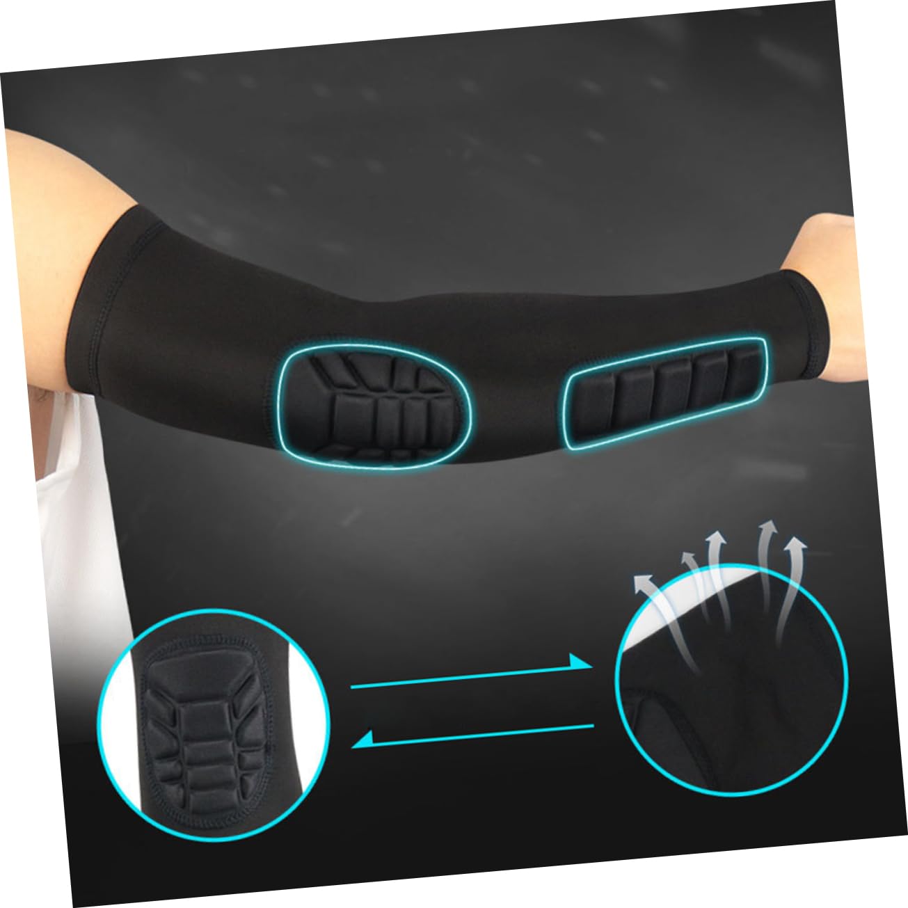 Beavorty Elastic Forearm Sleeve Elbow Pads for Sports Protective Elbow Cover Breathable Material Suitable for Weigh 70kg (black Size Xl)