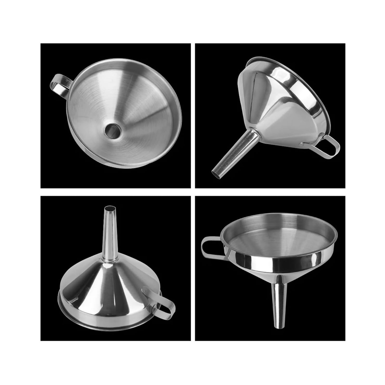 Embudo de cocina acero inoxidable con filtro extraíble, embudo boca ancha, ideal for enlatar vino, cerveza y aceite, utensilios(20 * 19 * 2cm)