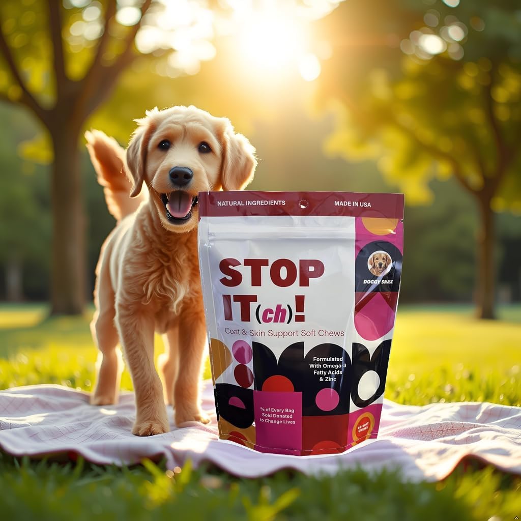 Stop It! Skin and Coat Supplement with Omega-3, EPA and DHA, and Other Ingredients scientifically Proven to Encourage Healthy Skin and a Shiny Coat. May Reduce itching and Scratching.